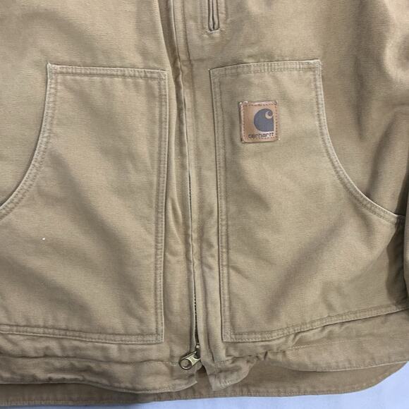 CARHARTT Mens 2XL Brown Sherpa Lined Sandstone Chore Coat Jacket C61 CML - Picture 11 of 14